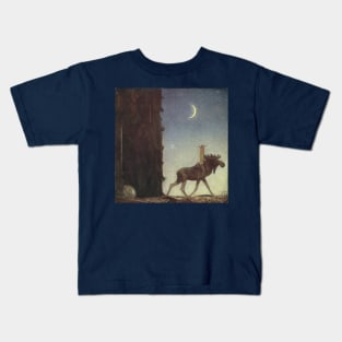 Leap the Elk and Little Princess Cottongrass - John Bauer Kids T-Shirt